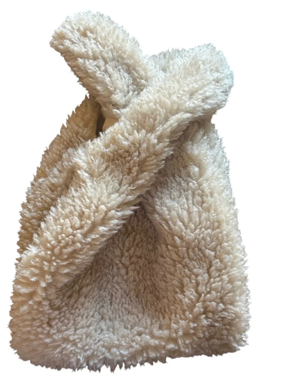 FP One Cream Faux Sherpa Tote Bag Teddy Texture Boho Minimalist Cottagecore